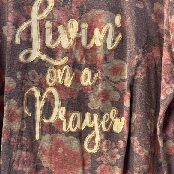 StitchWorks "Livin' on a Prayer" Floral Graphic Tunic Top - 1X - Picture 2 of 6